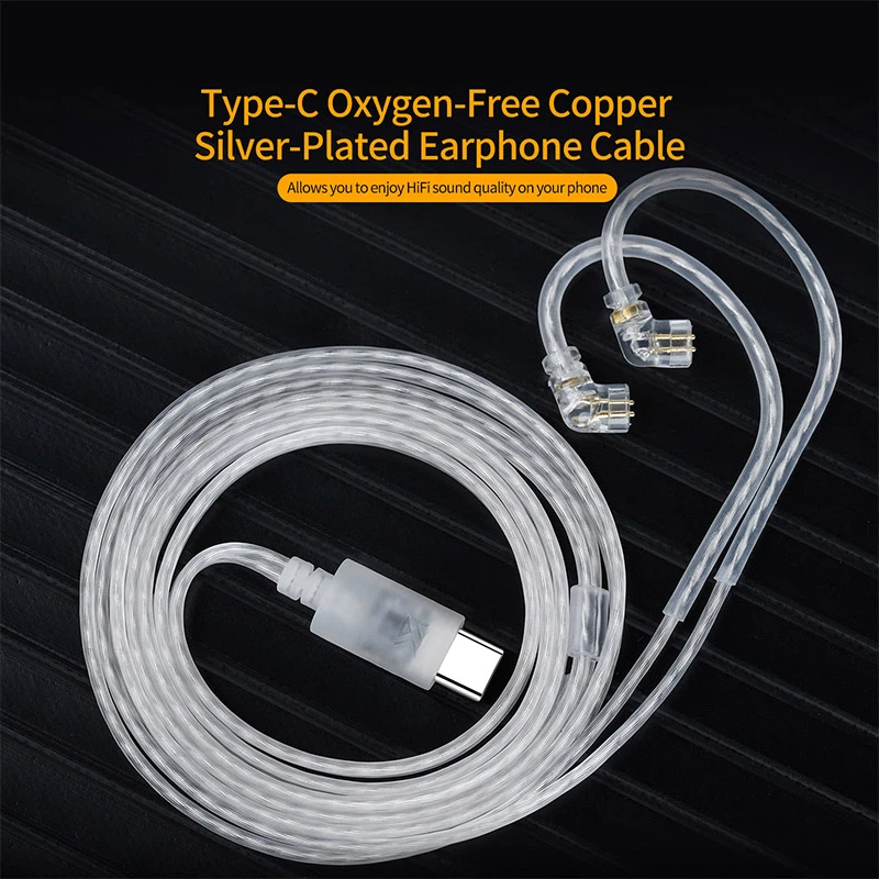 Type C Wired Earphones With Mic - Cavo per auricolari KZ OFC placcato