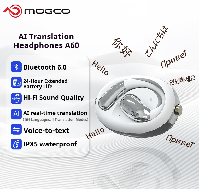 Headphones - Auricolari Traduttori AI A60 per Affari,