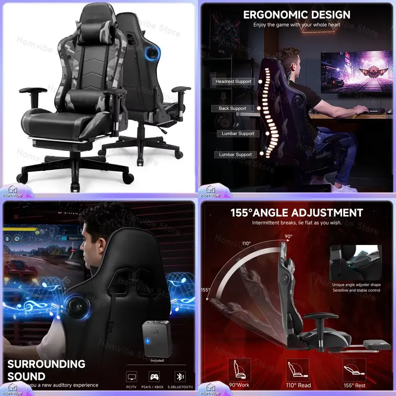 Speakers - Sedia da Gaming Ergonomica con Altoparlanti