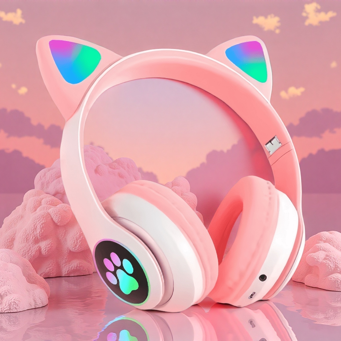 Cat Ear Bluetooth Headset Led - Nuova luce flash Cuffie wireless con
