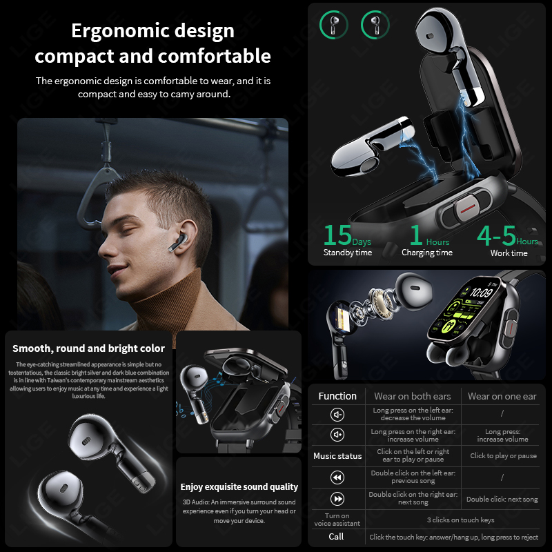 LIGE Nuovo Smartwatch 2 in 1 c - Tws Earbuds Bluetooth 5.3 recensione e prezzo