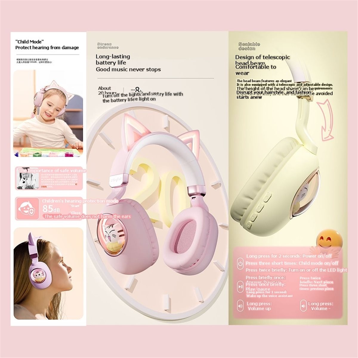 [VALUE PACK] Cuffie Wireless B - Cat Ear Bluetooth Headset Led recensione e prezzo