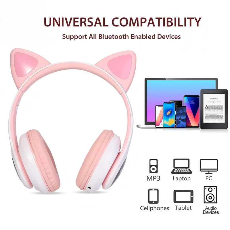 Cuffie Bluetooth Wireless T28, - Cat Ear Bluetooth Headset Led recensione e prezzo