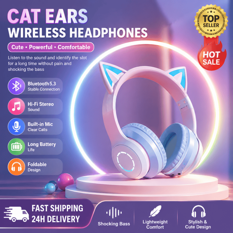 Nuove Cuffie Bluetooth RGB Bes - Cat Ear Bluetooth Headset Led recensione e prezzo
